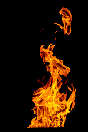 yellow Fire flame isolated on backgroundの写真素材