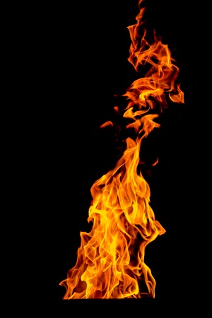yellow Fire flame isolated on backgroundの写真素材