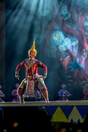 Khon is dance drama of Thai classical masked, this performance is Ramayana epicのeditorial素材