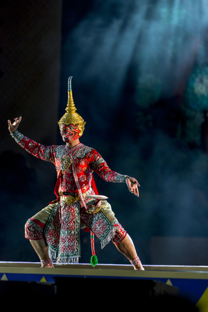 Khon is dance drama of Thai classical masked, this performance is Ramayana epicのeditorial素材