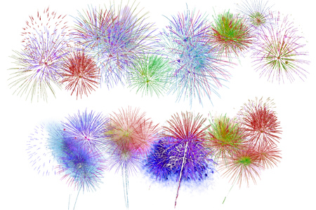 Beautiful colorful firework display for celebration happy new year and merry christmas on isolated backgroundの写真素材