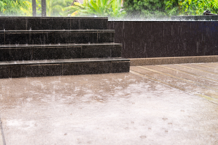(torrent) Rain falling on the floor, rain season in bangkok,  thailandの写真素材