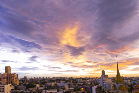 cityscape Bangkok skyline with sunset twilight sky background, Bangkok city is modern metropolis of Thailand and favorite of touristsの写真素材