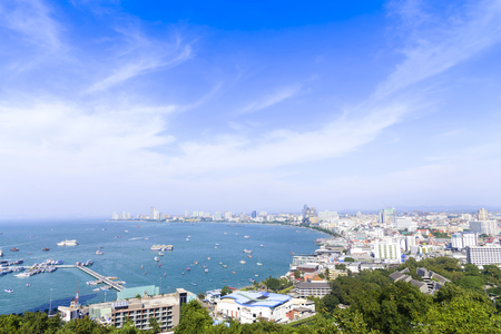 Pattaya cityscape is city is famous about sea sport and night life entertainment, Thailandの写真素材