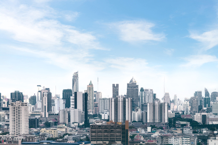 cityscape Bangkok skyline, Thailand. Bangkok is metropolis and favorite of tourists live at between modern building / skyscraper, Community residentsの写真素材