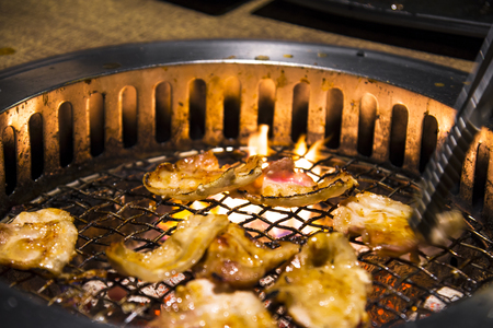 meat barbecue charcoal japanese grill in yakiniku beef grill restaurant in Japanの写真素材