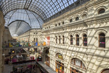 Moscow, Russia - April 12, 2018: Interior inside GUM department store of It is a famous shopping mall on Red Square, Moscow, Russiaのeditorial素材