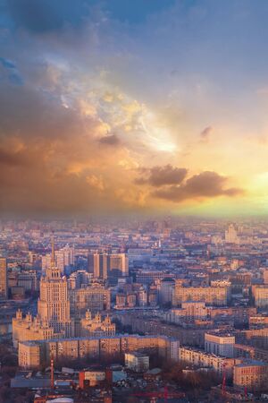 cityscape of modern and urban skyscrapers Moscow International Business Center is Architecture and landmark of Moscow City with sweet sunset sky, moscow city, Russia の写真素材