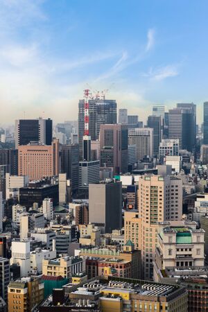 Aerial view of Tokyo cityscape, japan with office building and downtown.の写真素材