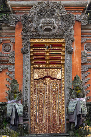 gate of Pura Taman Saraswati Temple (bali style architecture), Ubud, Bali, Indonesiaのeditorial素材
