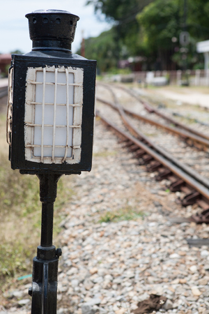 old lamp pole in railway stationの写真素材