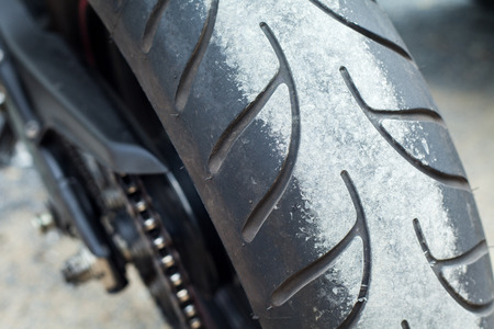 Motorcycle tire rubber  back wheel stainの写真素材