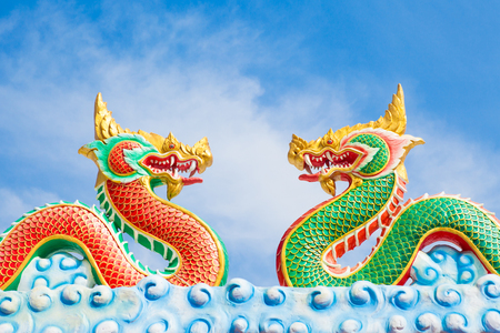 Thai dragon, king of Naga statue,Coupleの写真素材