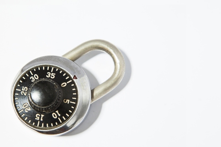 a combination padlock on a white background. with copy space for your textの写真素材