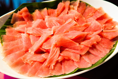 raw tuna slide sashimi japanese foodの写真素材