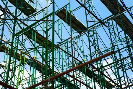 scaffolding Elements with blue skyの写真素材