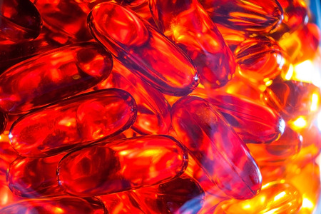 Fish oil, soft capsule, omega, supplement isolated on white background,healthy product concept close upの写真素材