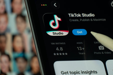 Dhaka, Bangladesh- 24 Oct 2025: A iPad screen displaying the tiktok Studio app on App store.のeditorial素材