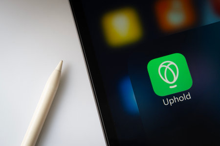 Dhaka, Bangladesh- 19 Sep 2025: A close up of an iPad screen displaying the Uphold app.のeditorial素材