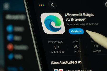 Dhaka, Bangladesh- 24 Oct 2025: A iPad screen displaying the Microsoft Edge app on App store.のeditorial素材