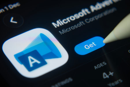 Dhaka, Bangladesh- 01 Dec 2025: A close-up of the Microsoft Advertising app icon in the App Store on...
