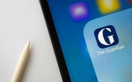Dhaka, Bangladesh- 18 March 2025: A close up of an iPad screen displaying The Guardian News app.