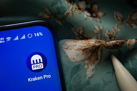 Dhaka, Bangladesh- 07 May 2025: Kraken Pro app icon is seen on smartphone.