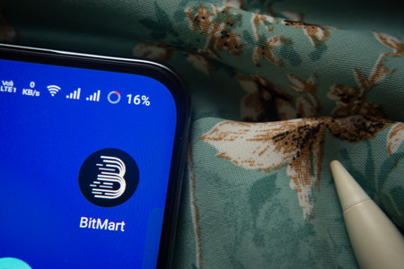 Dhaka, Bangladesh- 07 May 2025: BitMart app icon is seen on smartphone.