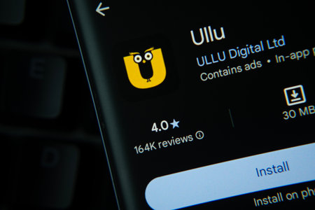Dhaka, Bangladesh- 27 July 2025: Ullu app from Google Playstore is displayed on a smartphone screen.のeditorial素材