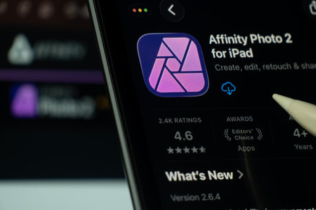 Dhaka, Bangladesh- 24 Oct 2025: A iPad screen displaying the Affinity Photo 2 app on App store.