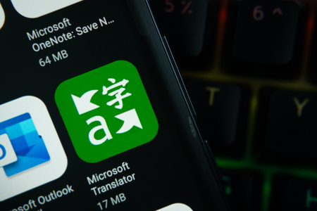 Dhaka, Bangladesh- 22 June 2026: Microsoft Translator app from Google Playstore is displayed on a smartphone screen.