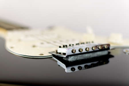 Electric Guitar's Bridge Close up Bokehの写真素材