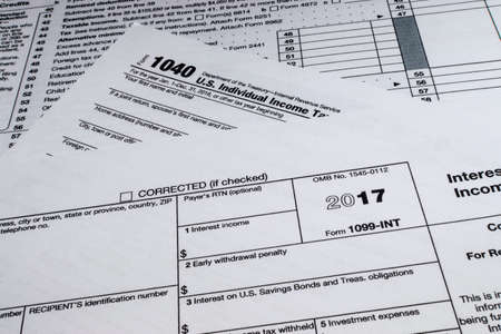 A shot of IRS Form 1099-INT: Interest Income tax form.