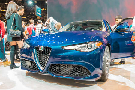 Chicago, IL, United States - February 18, 2017 - Chicago Auto Show: Alfa Romeo Giuilia on display during the 2017 Chicago Auto Show.のeditorial素材
