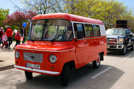 Chicago, IL, United States - May 06, 2017: Shot of a classic Polish car Nysa during Polish Consitution Day Parade in Chicago.のeditorial素材