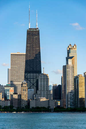 Chicago, IL, United States - June 3rd, 2018: Shot of Chicago Skyline as seen from the North Ave Beach.のeditorial素材