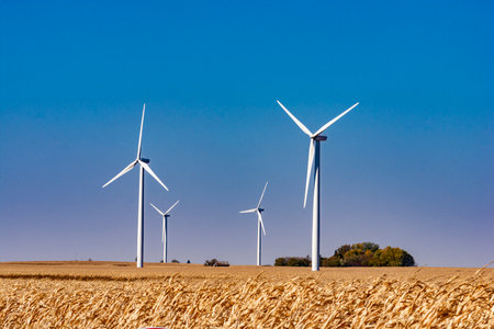 Wind turbine at a windmill farm outside a major city in the United States.