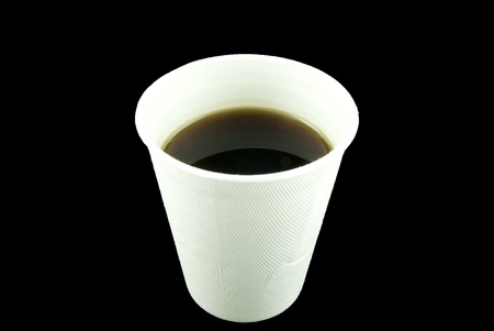 Black coffee in paper cup made from recycle material.の写真素材