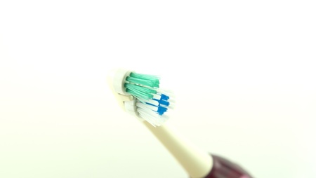 Close up used an electric toothbrush.の写真素材