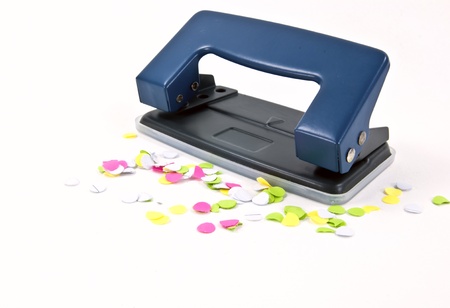 The office puncher with some confetti.の写真素材