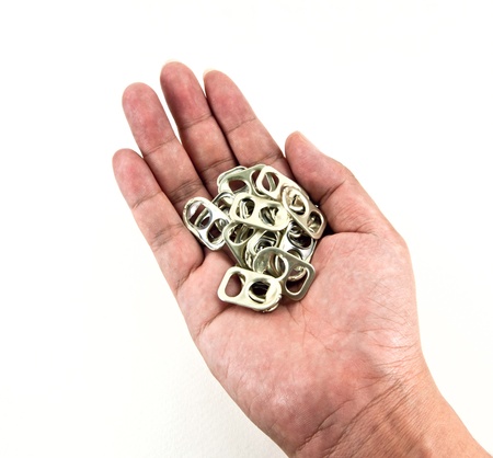 ring pull of cans on hand
