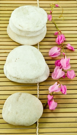 White stones with flower.の写真素材