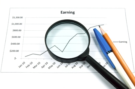 magnifying glass over diagram. The image idea for business concept. の写真素材