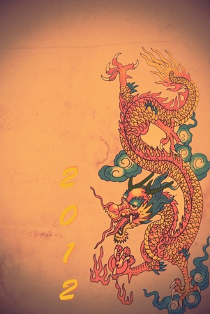 Colorful Chinese dragon with new yearの写真素材