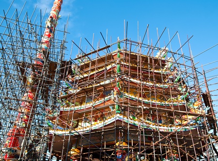 Scaffolding for repair Chinese temple , Thailand.の写真素材