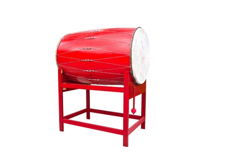 Red Chinese temple drumの写真素材