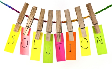Wooden clothespin and colorful words series on rope 