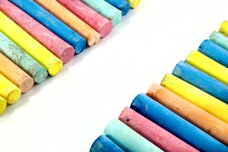 Color chalks with copy spaceの写真素材
