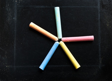 A chalk on the blackboardの写真素材