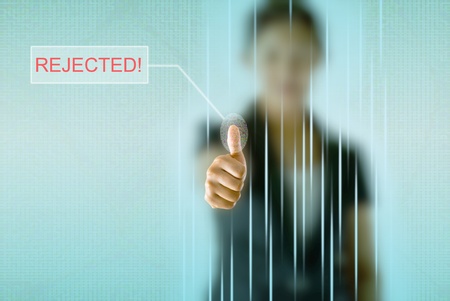 Business woman thumb up with rejected conceptの写真素材